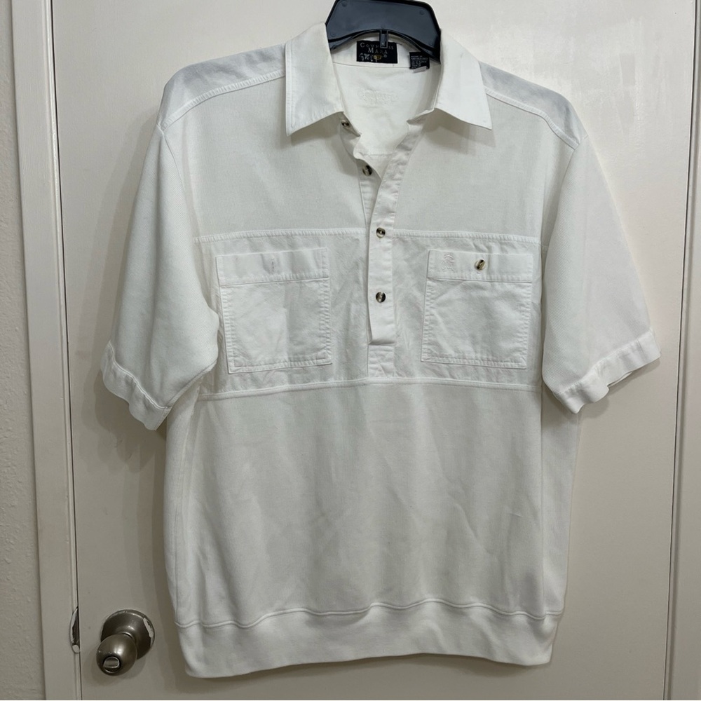 Countess Mara Classic White Mens Polo Shirt with Button Details Sz XL Casual